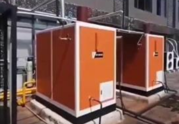 广东某食品厂使用两台0.5吨燃气蒸汽发生器视频！