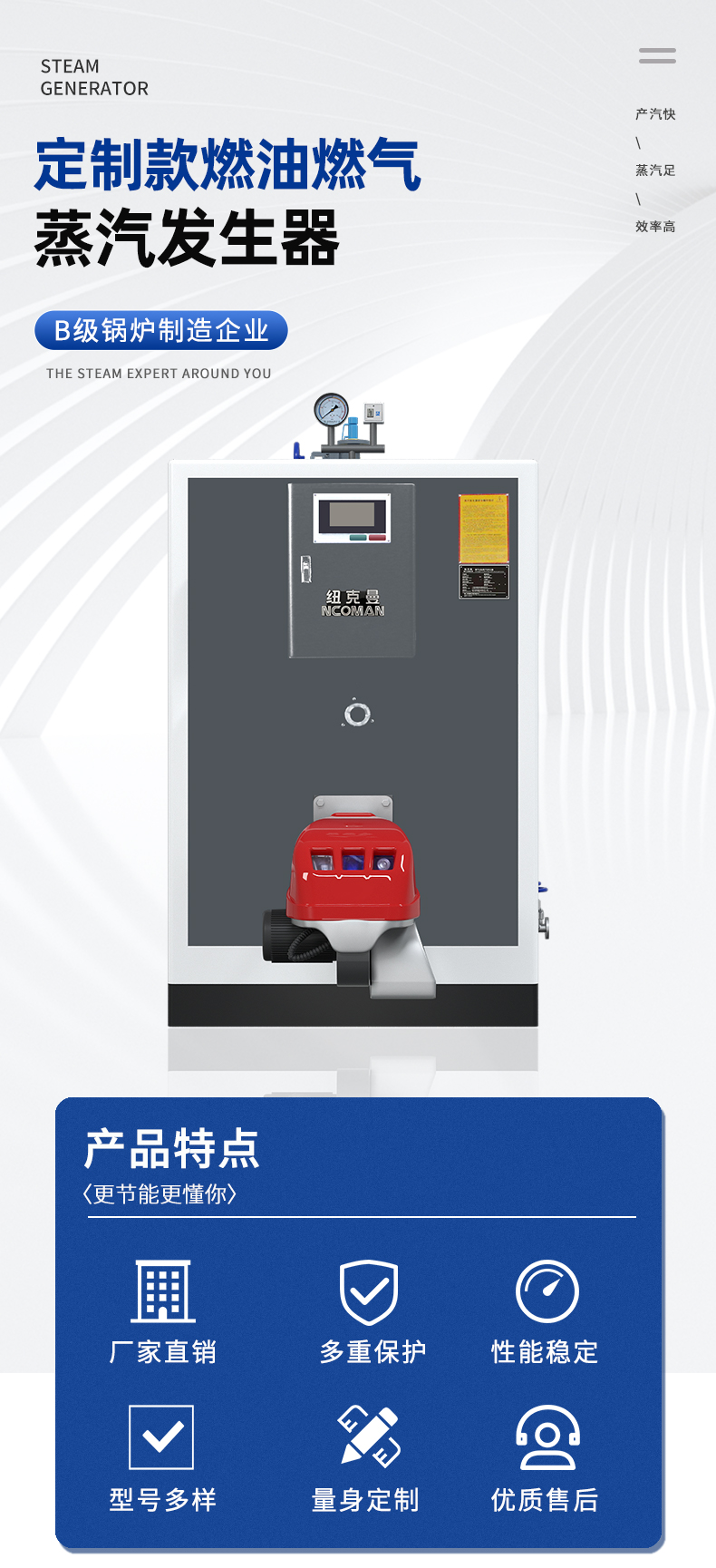 定制款-燃油燃气蒸汽发生器(规格齐全)